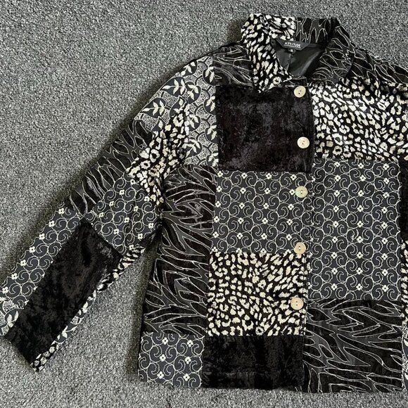 Funky Whimsygoth Vintage Velvet Embroidered Fabric Patchwork Light Jacket - Picture 7 of 7